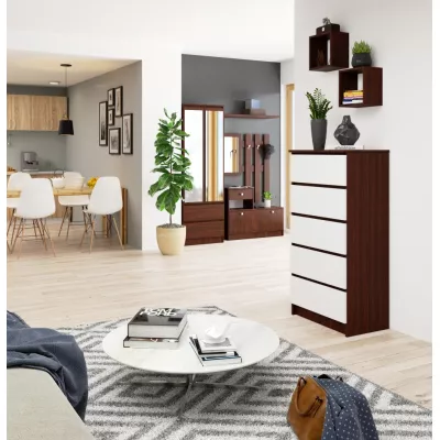 Hohe Kommode SAVRILA – Wenge/Weiß