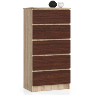 SAVRILA hohe Kommode – Sonoma Eiche / Wenge