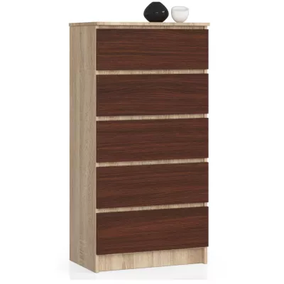 SAVRILA hohe Kommode – Sonoma Eiche / Wenge
