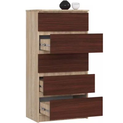 SAVRILA hohe Kommode – Sonoma Eiche / Wenge