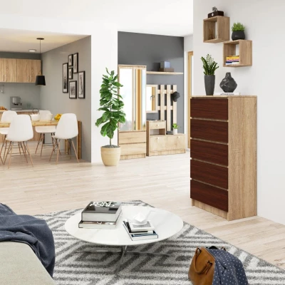 SAVRILA hohe Kommode – Sonoma Eiche / Wenge