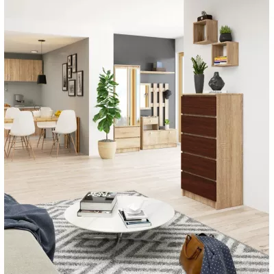 SAVRILA hohe Kommode – Sonoma Eiche / Wenge