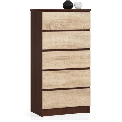 SAVRILA hohe Kommode – Wenge / Sonoma Eiche