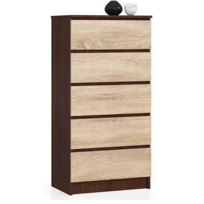 SAVRILA hohe Kommode – Wenge / Sonoma Eiche