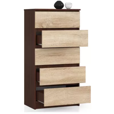 SAVRILA hohe Kommode – Wenge / Sonoma Eiche