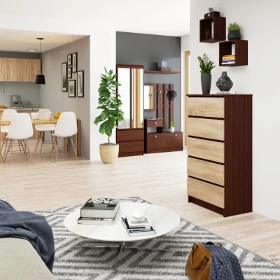 SAVRILA hohe Kommode – Wenge / Sonoma Eiche