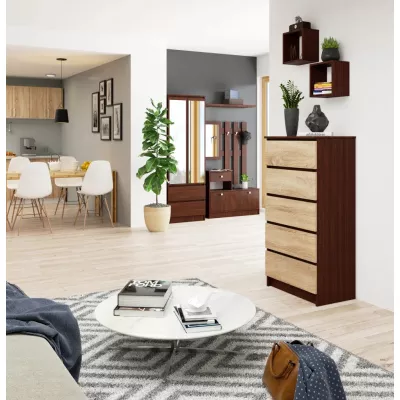 SAVRILA hohe Kommode – Wenge / Sonoma Eiche
