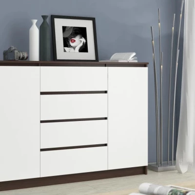 Große kombinierte Kommode SAVRILA – Wenge/Weiß