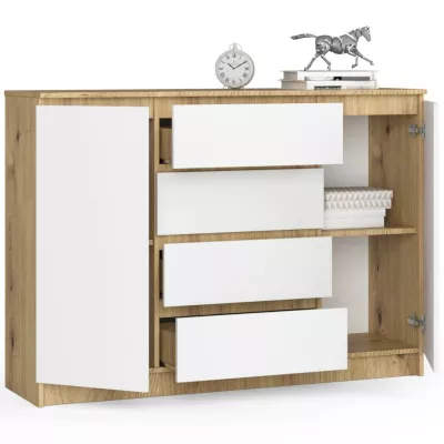 Große kombinierte Kommode SAVRILA – Artisan Eiche / Weiß