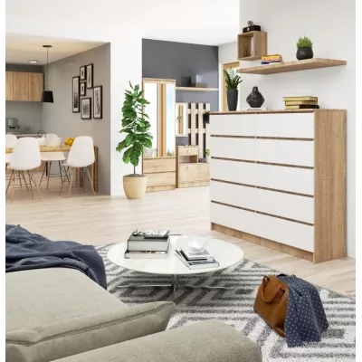 Kommode für das Wohnzimmer SAVRILA - Sonoma-Eiche / Weiß