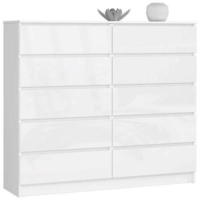 Kommode für das Wohnzimmer SAVRILA – weiß / weiß glänzend