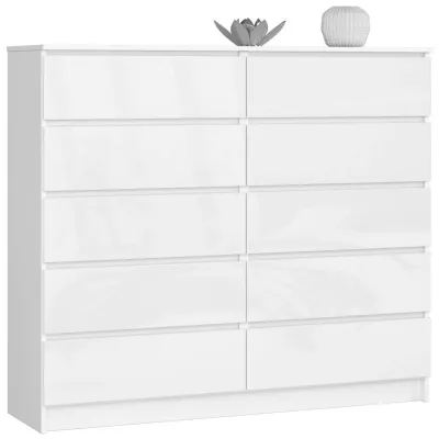 Kommode für das Wohnzimmer SAVRILA – weiß / weiß glänzend