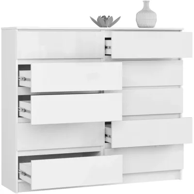 Kommode für das Wohnzimmer SAVRILA – weiß / weiß glänzend