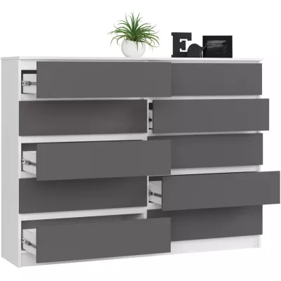 Große Kommode mit Schubladen SAVRILA – weiß/grau
