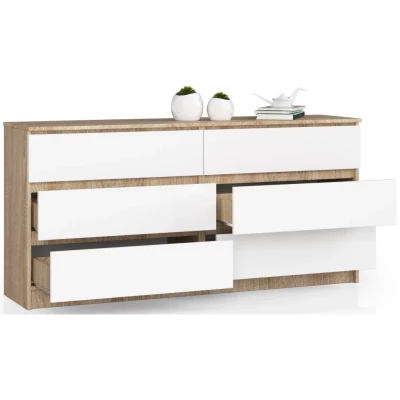 Geräumige Kommode SAVRILA – Sonoma Eiche / Weiß