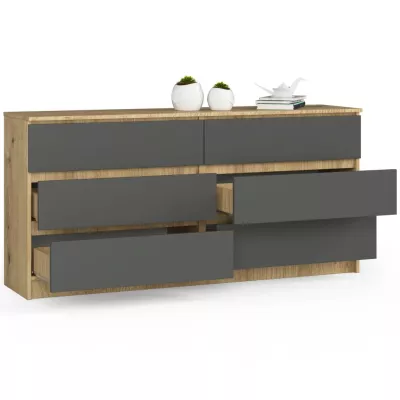 Geräumige Kommode SAVRILA – Artisan Eiche / Grau