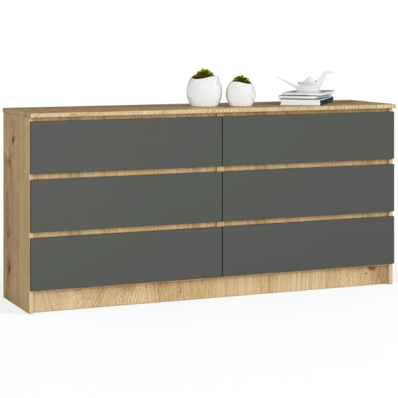 Geräumige Kommode SAVRILA – Artisan Eiche / Grau