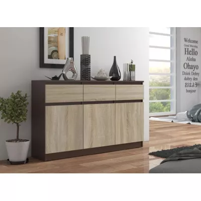 Kommode mit Schubladen und Türen SAVRILA – Wenge/Sonoma Eiche