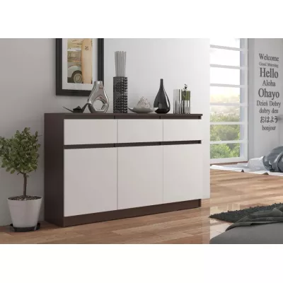 Kommode mit Schubladen und Türen SAVRILA – Wenge/Weiß