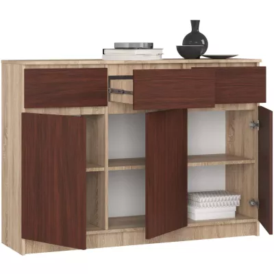 Kommode mit Schubladen und Türen SAVRILA - Sonoma Eiche / Wenge