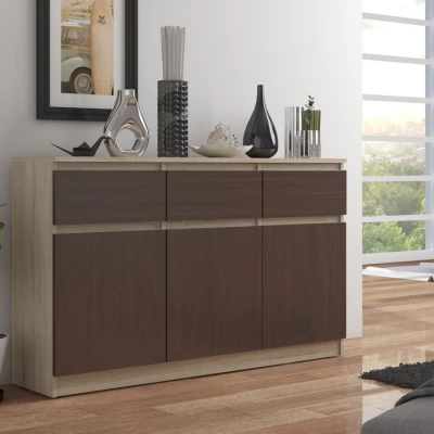 Kommode mit Schubladen und Türen SAVRILA - Sonoma Eiche / Wenge