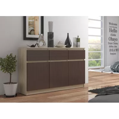 Kommode mit Schubladen und Türen SAVRILA - Sonoma Eiche / Wenge