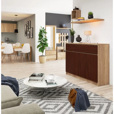 Kommode mit Schubladen und Türen SAVRILA - Sonoma Eiche / Wenge