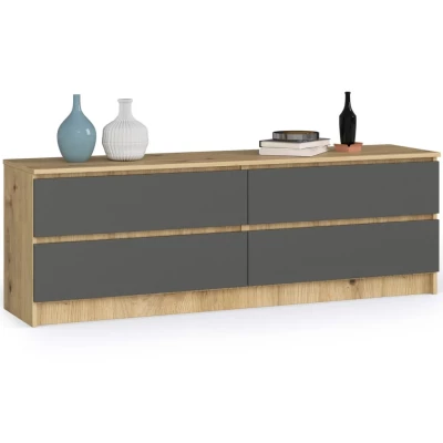 Niedrige Kommode SAVRILA – Artisan Eiche / Grau