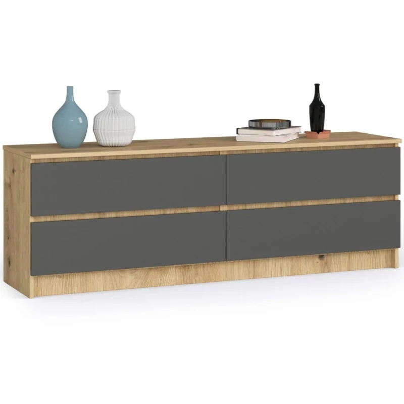 Niedrige Kommode SAVRILA – Artisan Eiche / Grau