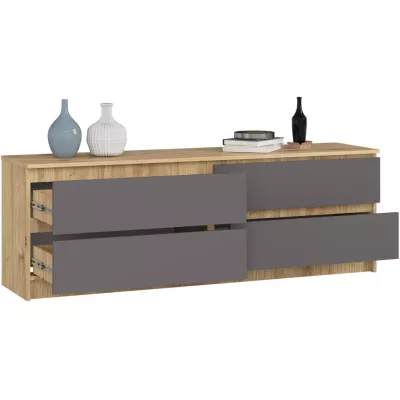 Niedrige Kommode SAVRILA – Artisan Eiche / Grau