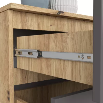 Niedrige Kommode SAVRILA – Artisan Eiche / Grau