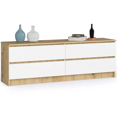 Niedrige Kommode SAVRILA – Artisan Eiche/weiß