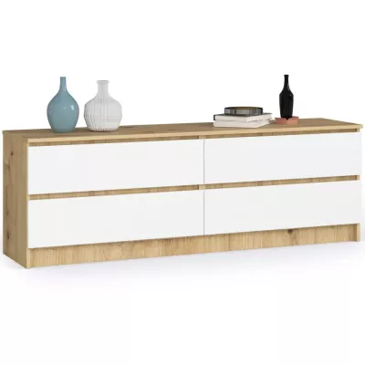 Niedrige Kommode SAVRILA – Artisan Eiche/weiß