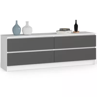Niedrige Kommode SAVRILA – weiß/grau