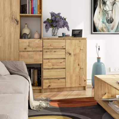 Schmale Kommode SAVRILA – Artisan Eiche
