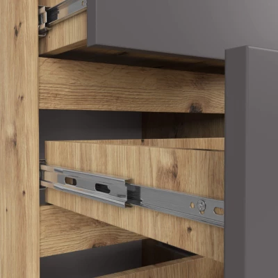 Schubladenkommode VALESTRA – Artisan Eiche / Dunkelgrau