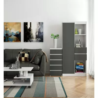 Kommode VALESTRA - weiß / dunkelgrau