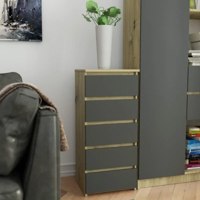 Kommode VALESTRA – Artisan Eiche / Dunkelgrau