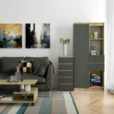 Kommode VALESTRA – Artisan Eiche / Dunkelgrau