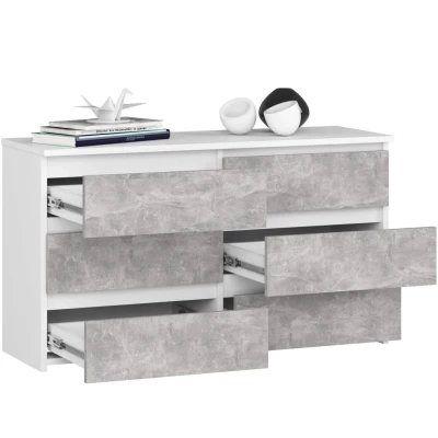 Schmale Kommode VALESTRA - weiß/beton