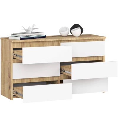 Schmale Kommode VALESTRA – Artisan Eiche / Weiß