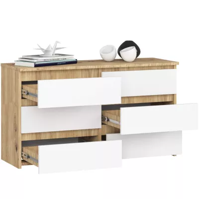Schmale Kommode VALESTRA – Artisan Eiche / Weiß