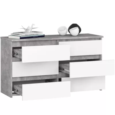 Schmale Kommode VALESTRA – Beton/Weiß