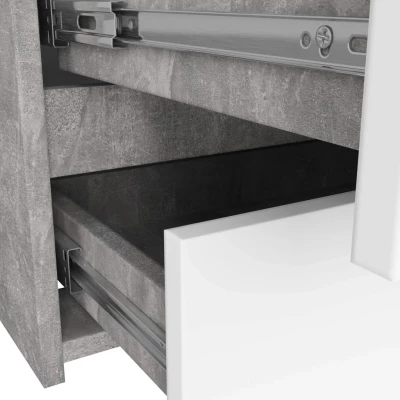 Schmale Kommode VALESTRA – Beton/Weiß