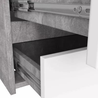Schmale Kommode VALESTRA – Beton/Weiß