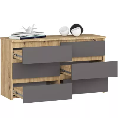 Schmale Kommode VALESTRA – Artisan Eiche / Dunkelgrau