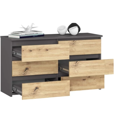 Schmale Kommode VALESTRA – Dunkelgrau / Artisan Eiche