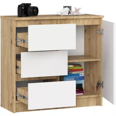 Kommode mit Schubladen und Türen CIELA – Artisan Eiche / Weiß