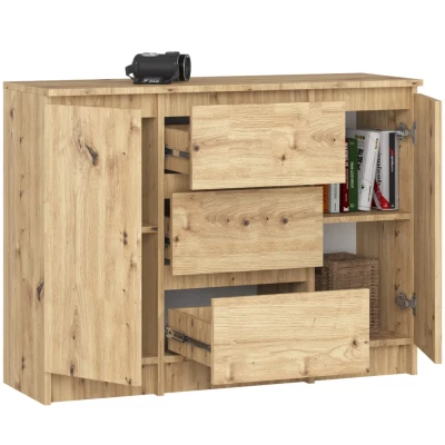 Kombinierte Kommode JUNIPER - handwerklich verarbeitete Artisan Eiche