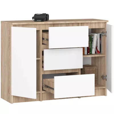 Kombinierte Kommode JUNIPER - Sonoma Eiche / Weiß